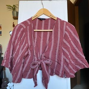 Stripped red and white tie front top